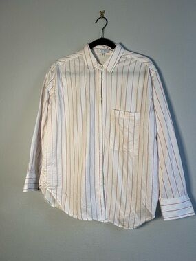 AYR The Deep End White Shirt with Red Pinstripes - Casual Button Down Medium
